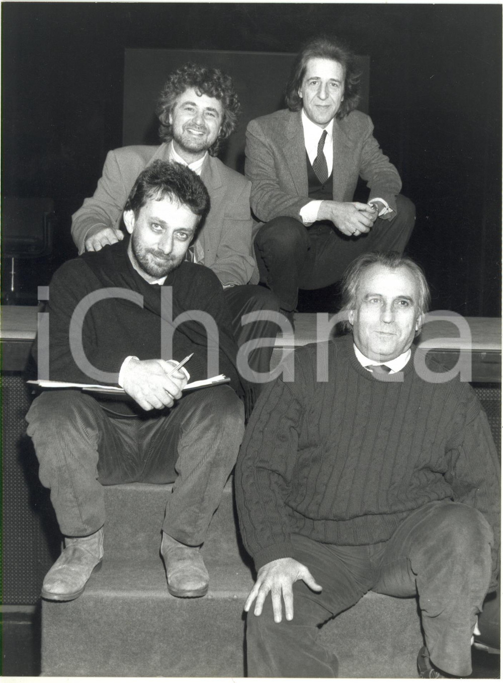 Fotografia d epoca originale 1990 MILANO TEATRO  Giorgio GABER Beppe GRILLO Michele SERRA Buone notizie 1
