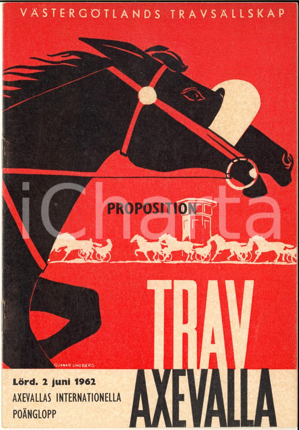 Libro, pubblicazione d epoca 1962 IPPICA Gran Premio d AXEVALLA  Opuscolo 10 pp. ill. Gunnar LINDBERG 1