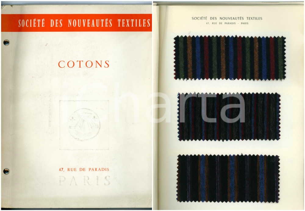 Libro, pubblicazione d epoca 1961 PARIS  SOCIÃ‰TÃ‰ DES NOUVEAUTÃ‰S TEXTILES Cotons  Campioni tessili 1
