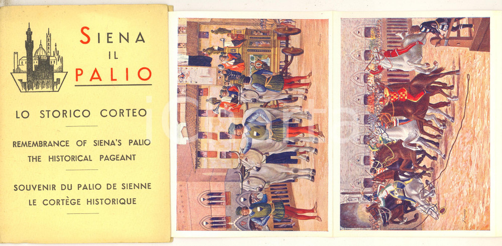 Materiale pubblicitario d’epoca 1960 ca SIENA Il Palio  Lo storico corteo  Libretto ill. Fiorenzo JONI 1