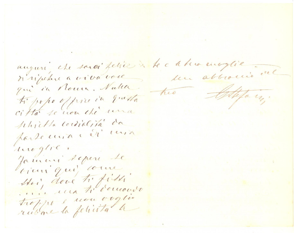 Autografo originale 1874 ROMA Lettera Gerolamo STEFANI per felicitazioni di nozze  Autografo 1
