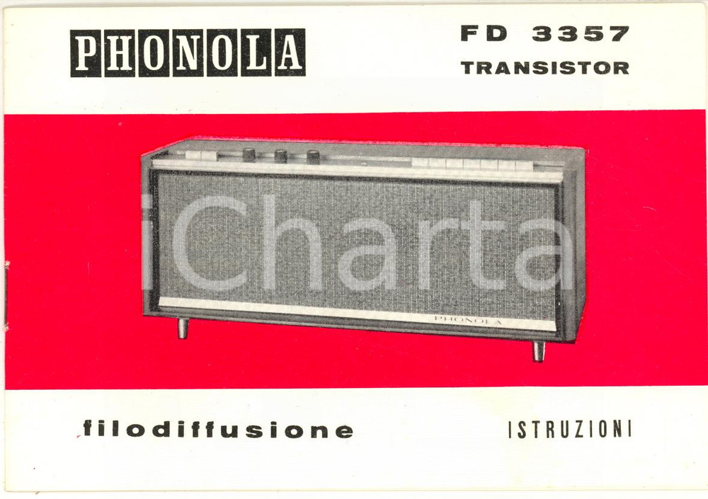 Materiale pubblicitario d’epoca 1976 MILANO Ditta FIMI  Radioricevitore PHONOLA FD 3357  Libretto istruzioni 1