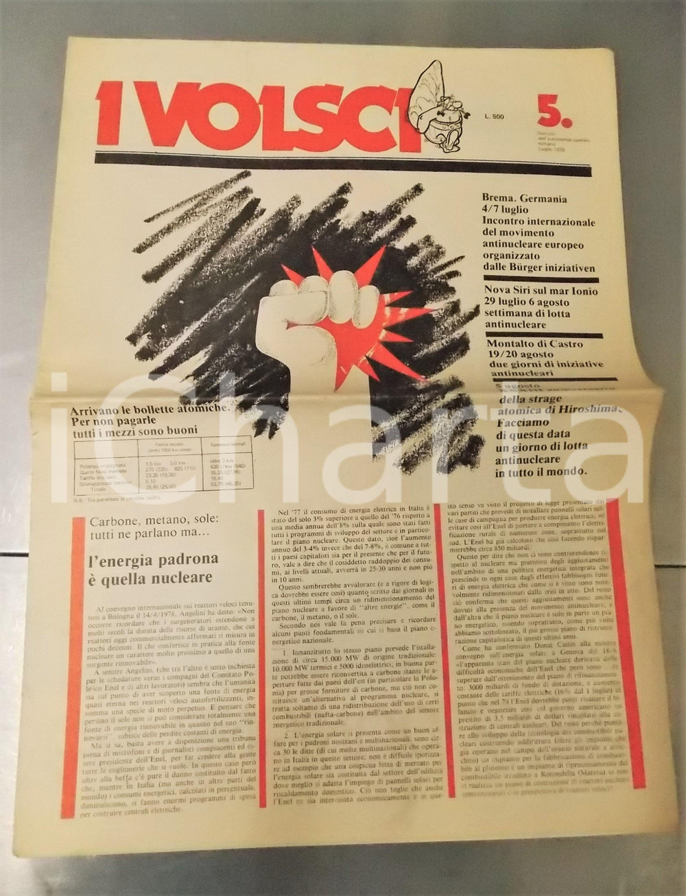 Giornale, rivista storica 1978 ROMA I VOLSCI Settimana di lotta antinucleare  Mensile anno I n. 5 1
