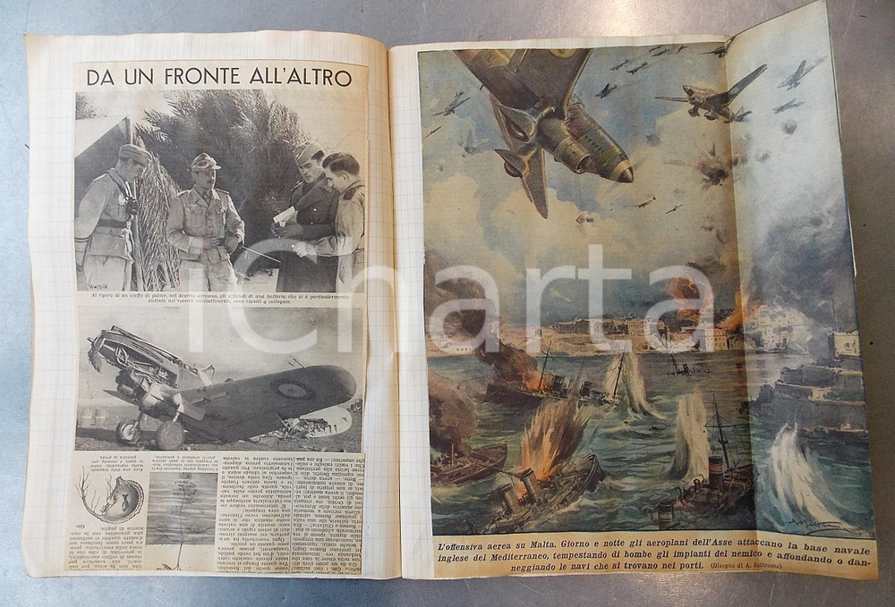 1940 WW2 ANONIMO Rassegna stampa su eventi di guerra e novitÃ  librarie - 80 pp. Quaderno d'epoca, contenente una rassegna stampa interamente realizzata con collage di giornali dell'epoca, dedicata alla guerra e alle novit&agrave; letterarie in libreria.CONDIZIONI: FAIR (buone condizioni interne, ma tracce d'uso e ingiallimenti in copertina)FORMATO: 22x31 cmPAGINE: 80     originale e autentica 1
