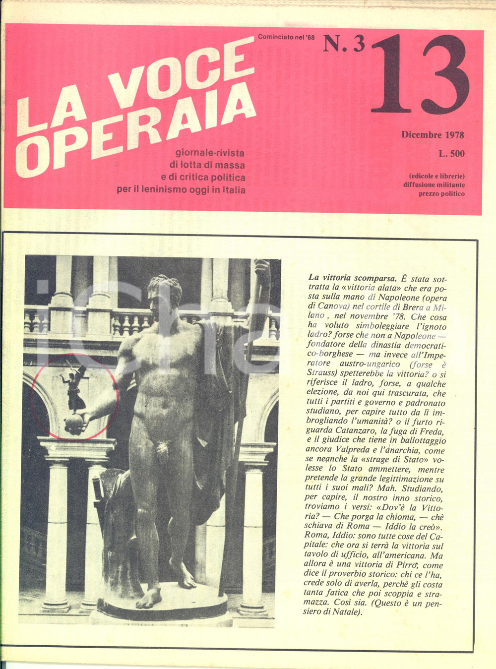 Giornale, rivista storica 1978 LA VOCE OPERAIA Repressione dopo il caso Aldo Moro  Giornale leninista n°3 1