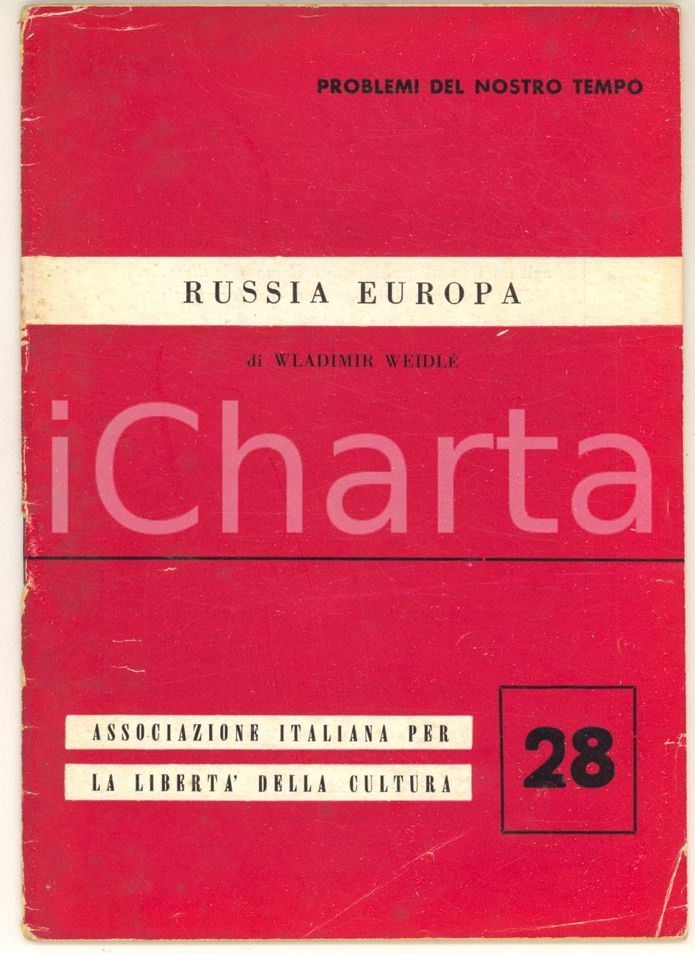 1956 Wladimir WEIDLE' - Russia Europa - Associazione LibertÃ  della Cultura 41 pp Opuscolo edito nella collana "Problemi del nostro tempo", a cura dell'Associazione Italiana per la Libert&agrave; della Cultura.CONDIZIONI: FAIR (buone condizioni interne, ma tracce d'uso e piegature in copertina)FORMATO: 13x18 cm    originale e autentica 1