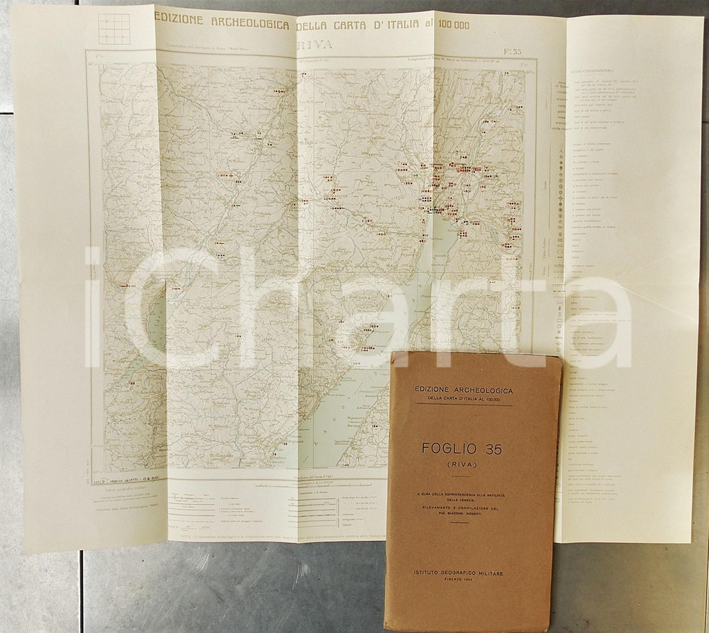 Mappa, planimetria storica 1954 IGM CARTA D ITALIA Edizione Archeologica  RIVA DEL GARDA Foglio 35 1