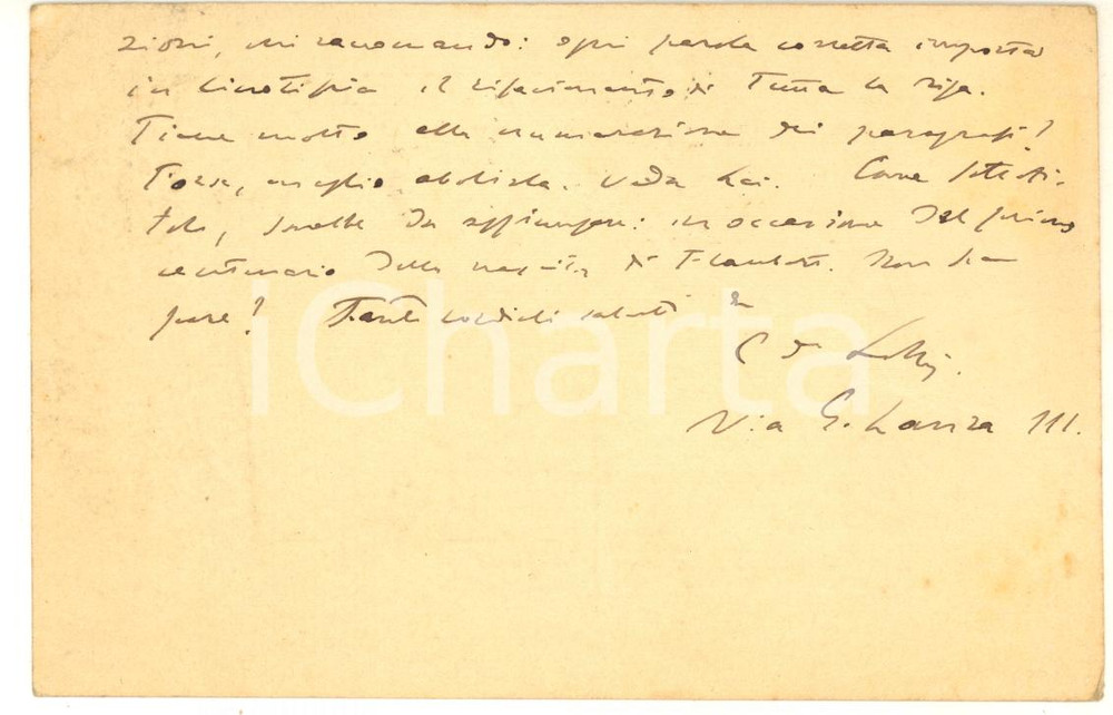 Autografo originale 1921 ROMA Cartolina Cesare DE LOLLIS per bozze di un articolo  Autografo 1