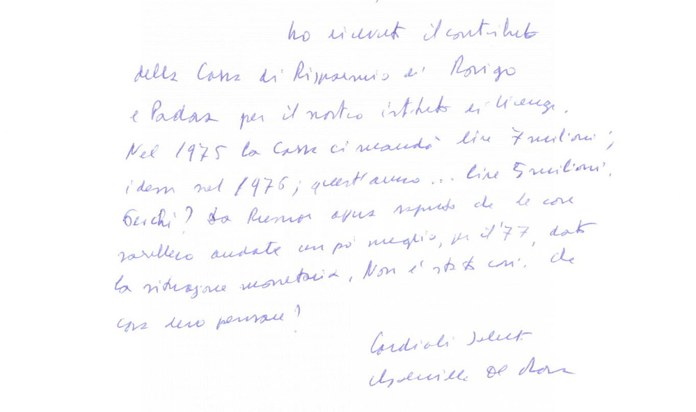 Autografo originale 1977 VICENZA Lettera Gabriele DE ROSA per contributo  Autografo 1