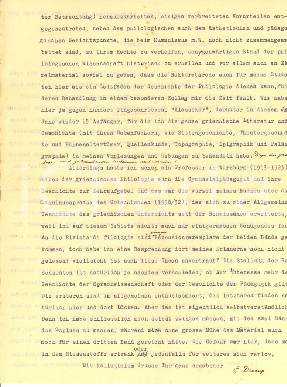 Autografo originale 1934 NIJMEGEN University  Letter Engelbert DRERUP to a colleague  Autograph 1