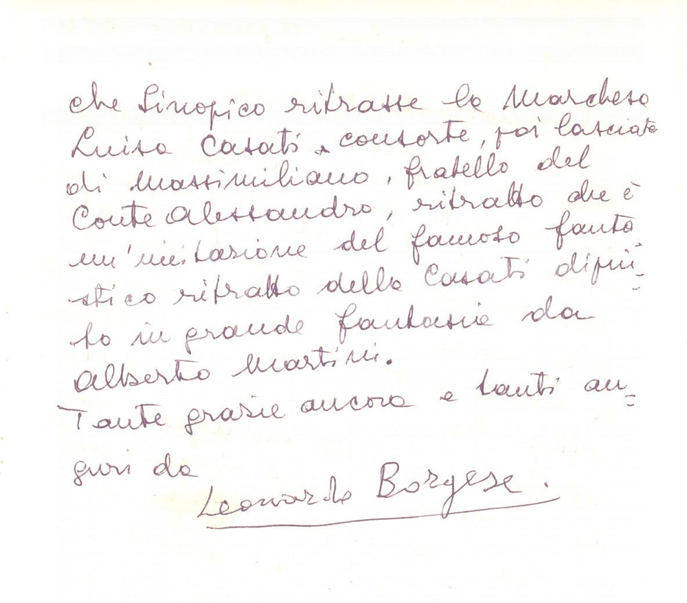 Autografo originale 1984 MILANO Lettera di Leonardo BORGESE su opera di Sinopico  Autografo 1