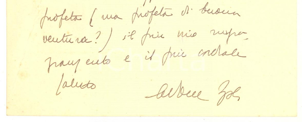 Autografo originale 1951 ROMA Biglietto ministro Adone ZOLI per ringraziamento  Autografo 1