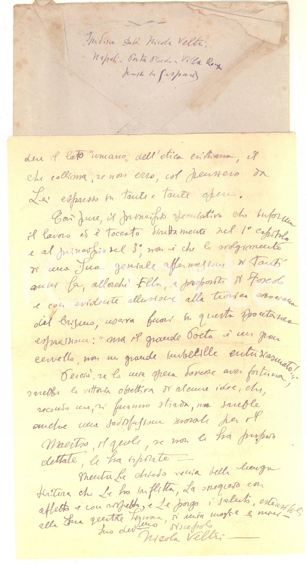 Autografo originale 1947 NAPOLI Lettera Nicola VELTRI per concorso universitario  Autografo 1