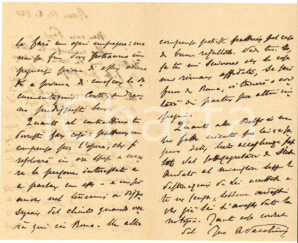 Autografo originale 1920 ROMA Lettera Arturo VECCHINI sul caso di un cliente  Autografo 1