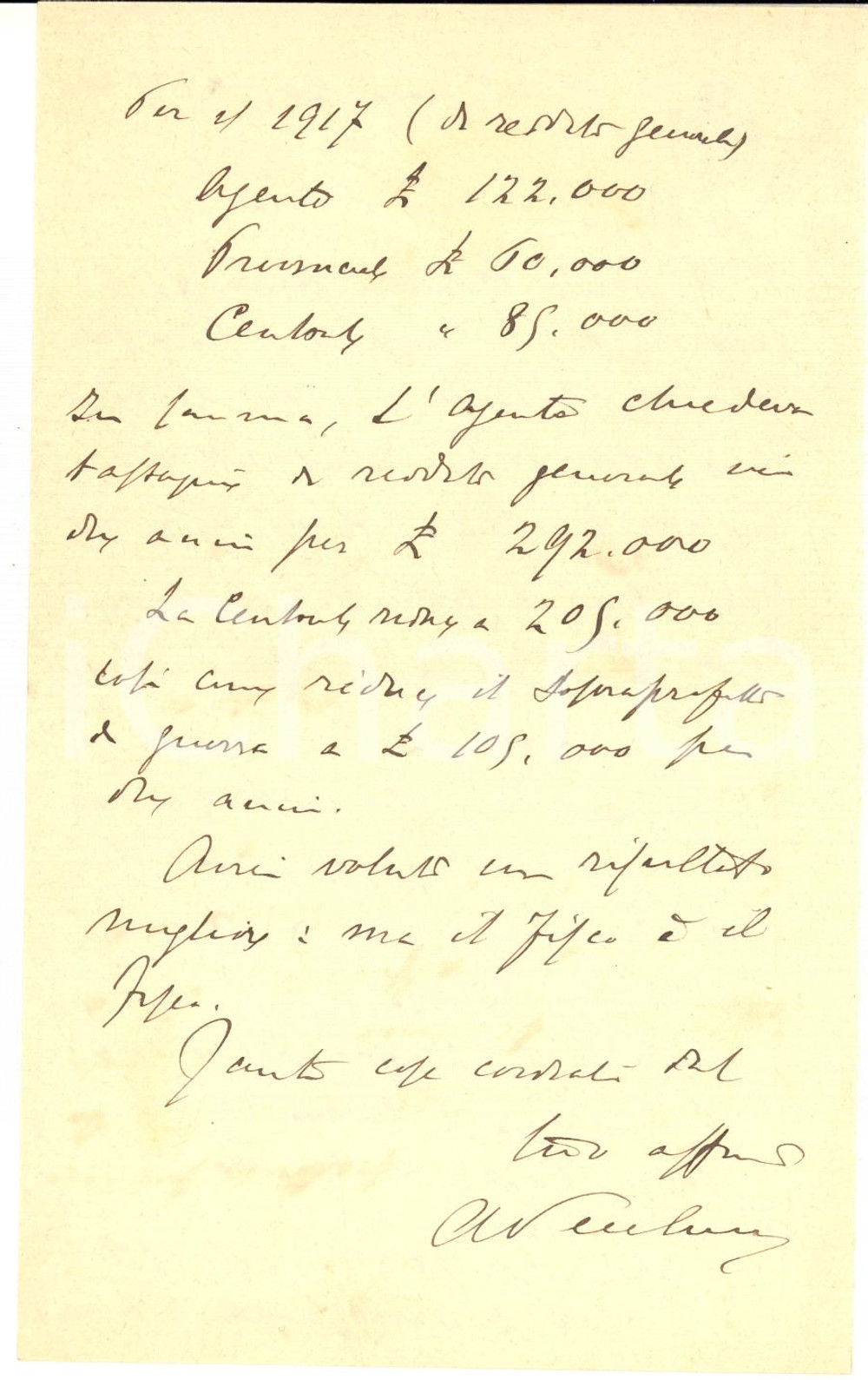 Autografo originale 1920 ROMA Lettera Arturo VECCHINI al lavoro per un ricorso  Autografo 1