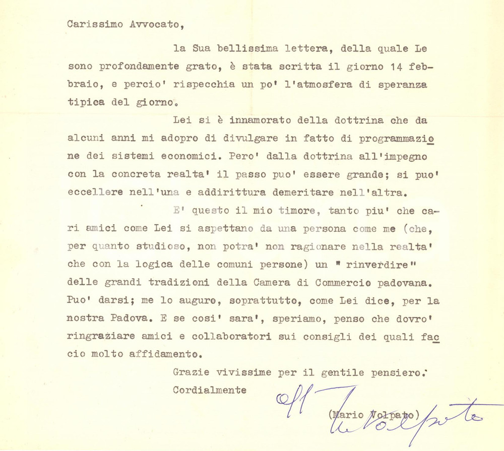 1970 Università di VENEZIA Mario VOLPATO "Dalla dottrina alla realtà" Autografo