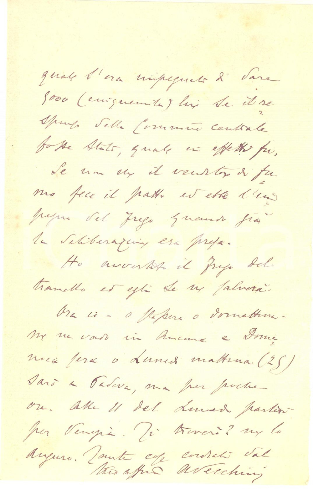Autografo originale 1920 ROMA Lettera Arturo VECCHINI su cliente vittima di imbroglione  Autografo 1
