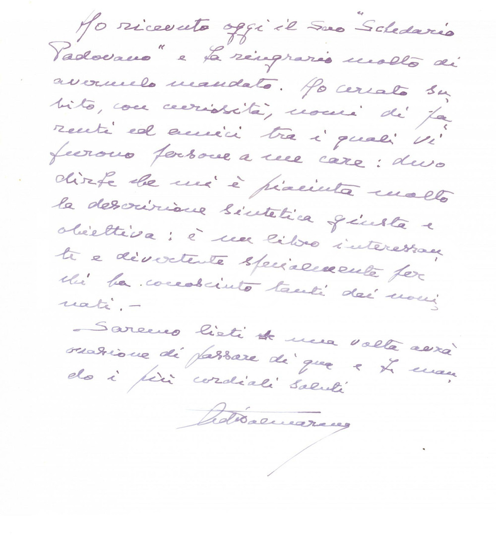 Autografo originale 1967 VICENZA Lettera conte Angelo VALMARANA per ringraziamento  Autografo 1