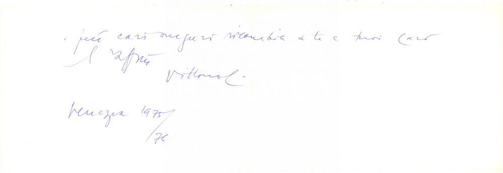 Autografo originale 1975 VENEZIA Biglietto conte Vittorio CINI per auguri  Autografo 1