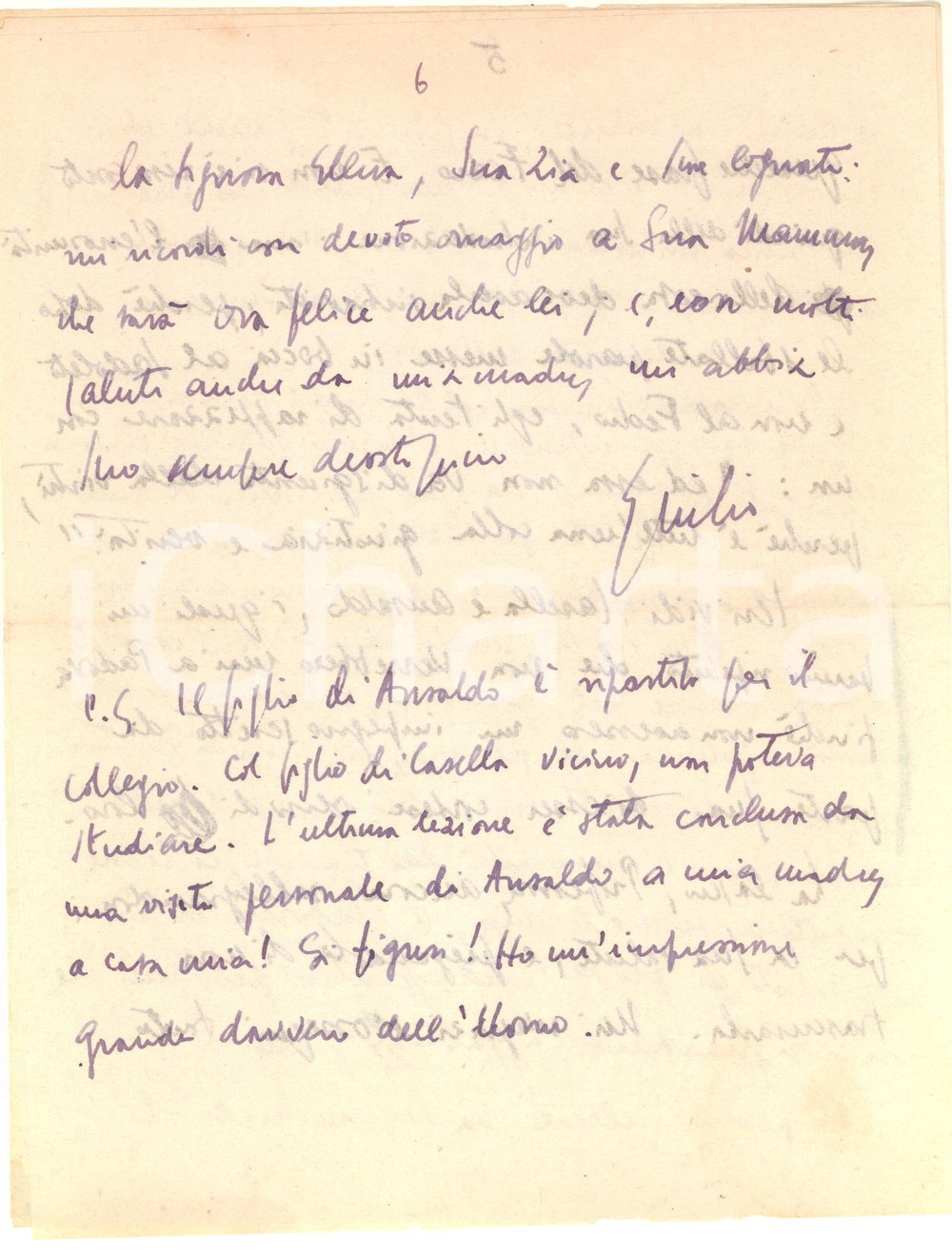 Autografo originale 1950 NAPOLI Lettera Giulio VALLESE sugli studi e i lavori in corso  Autografo 1