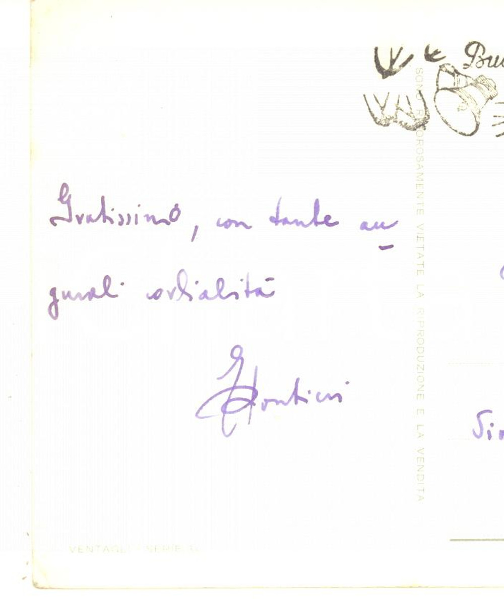 Autografo originale 1956 NAPOLI Cartolina Ernesto PONTIERI per auguri  Autografo FG VG 1