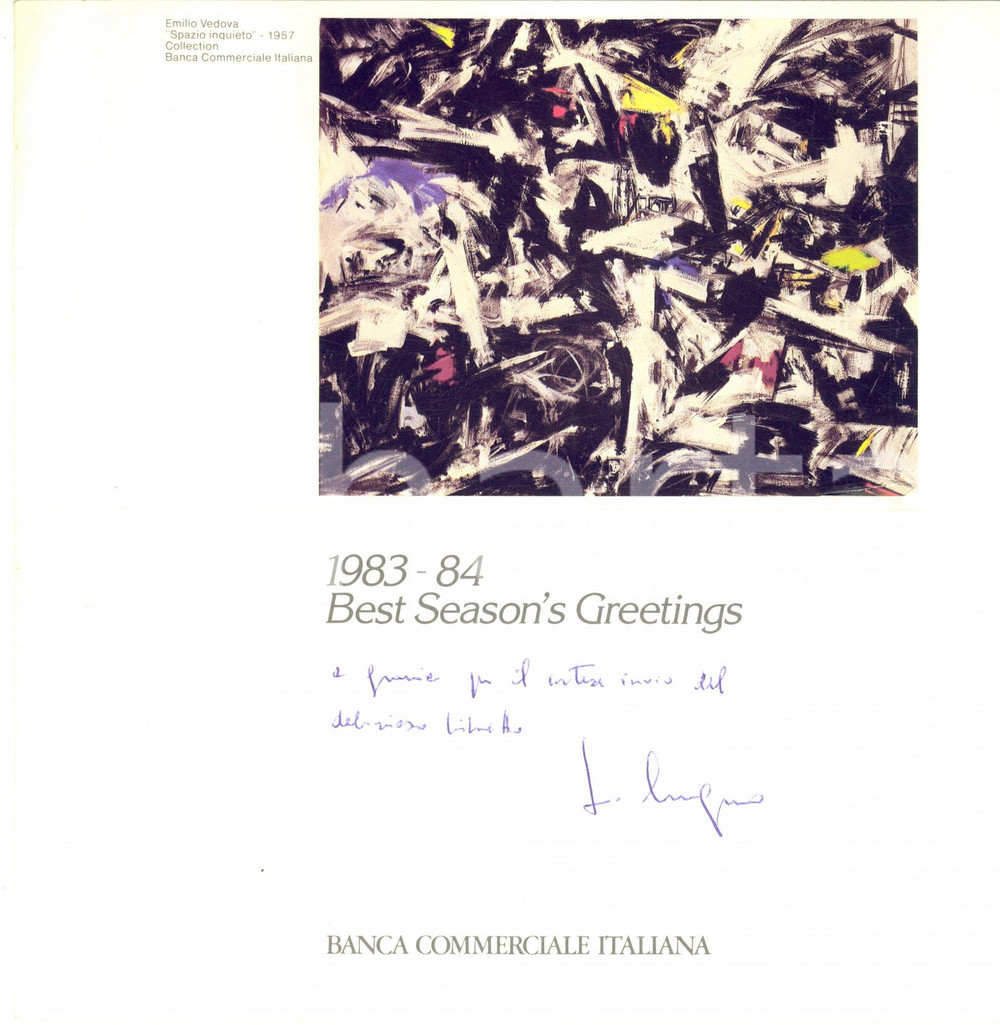 Autografo originale 1983 BANCA COMMERCIALE ITALIANA Biglietto Francesco CINGANO  Autografo 1