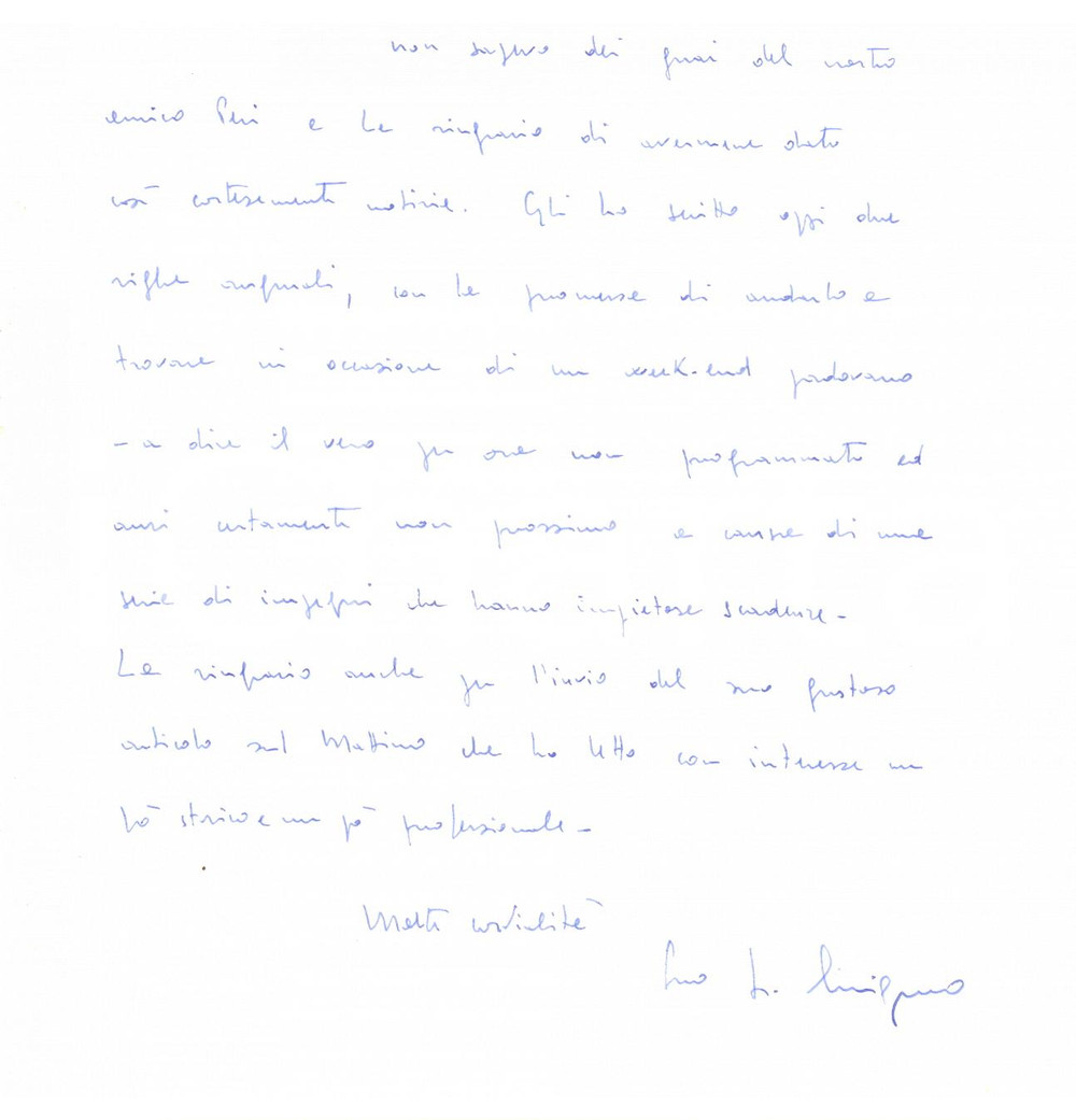 1984 MILANO Lettera Francesco CINGANO a un amico per auguri - Autografo Lettera autografa di Francesco Cingano a un amico per ringraziamenti e auguri.Busta viaggiata.CONDIZIONI: G (ma piegatura centrale d'epoca)PAGINE: 1    originale e autentica 1
