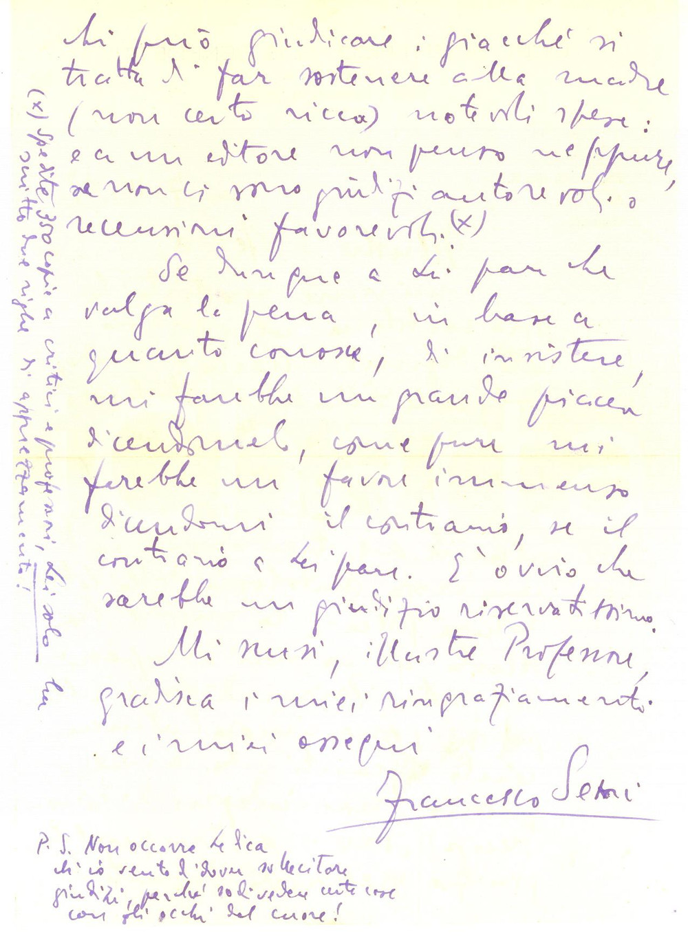 Autografo originale 1957 VENEZIA Lettera Francesco SEMI sull opera di un traduttore  Autografo 1