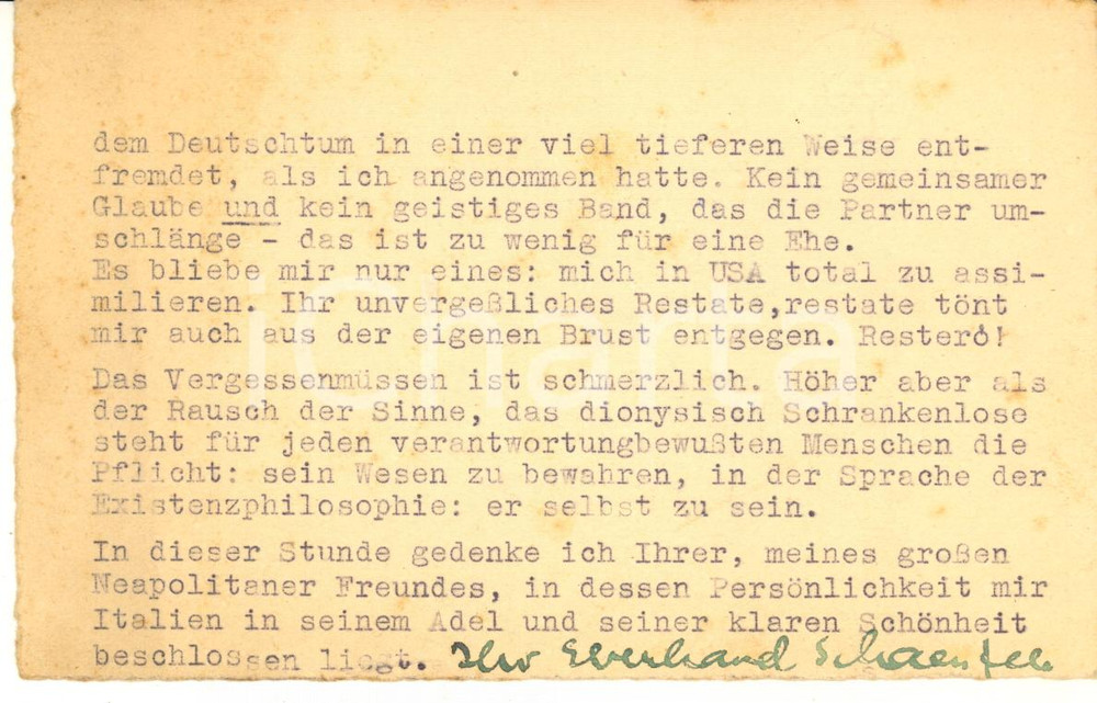 Autografo originale 1947 ESSLINGEN Biglietto Eberhard F. SCHAEUFELE per ringraziamento  AUTOGRAFO 1