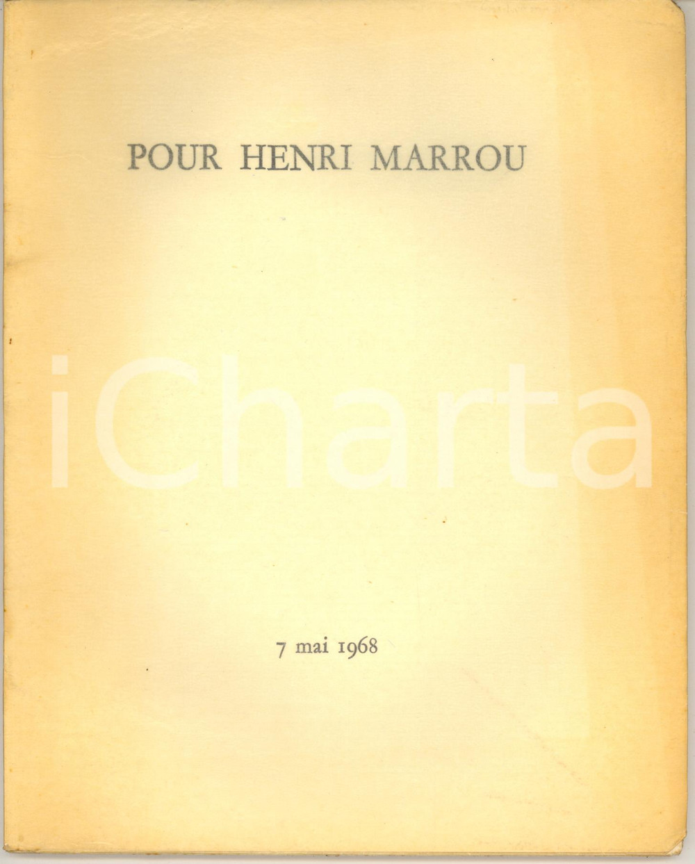 Libro, pubblicazione d epoca 1968 PARIS JÃ©rÃ´me CIARCOPINO Pour Henri Marrou  Allocution 43 p. 1