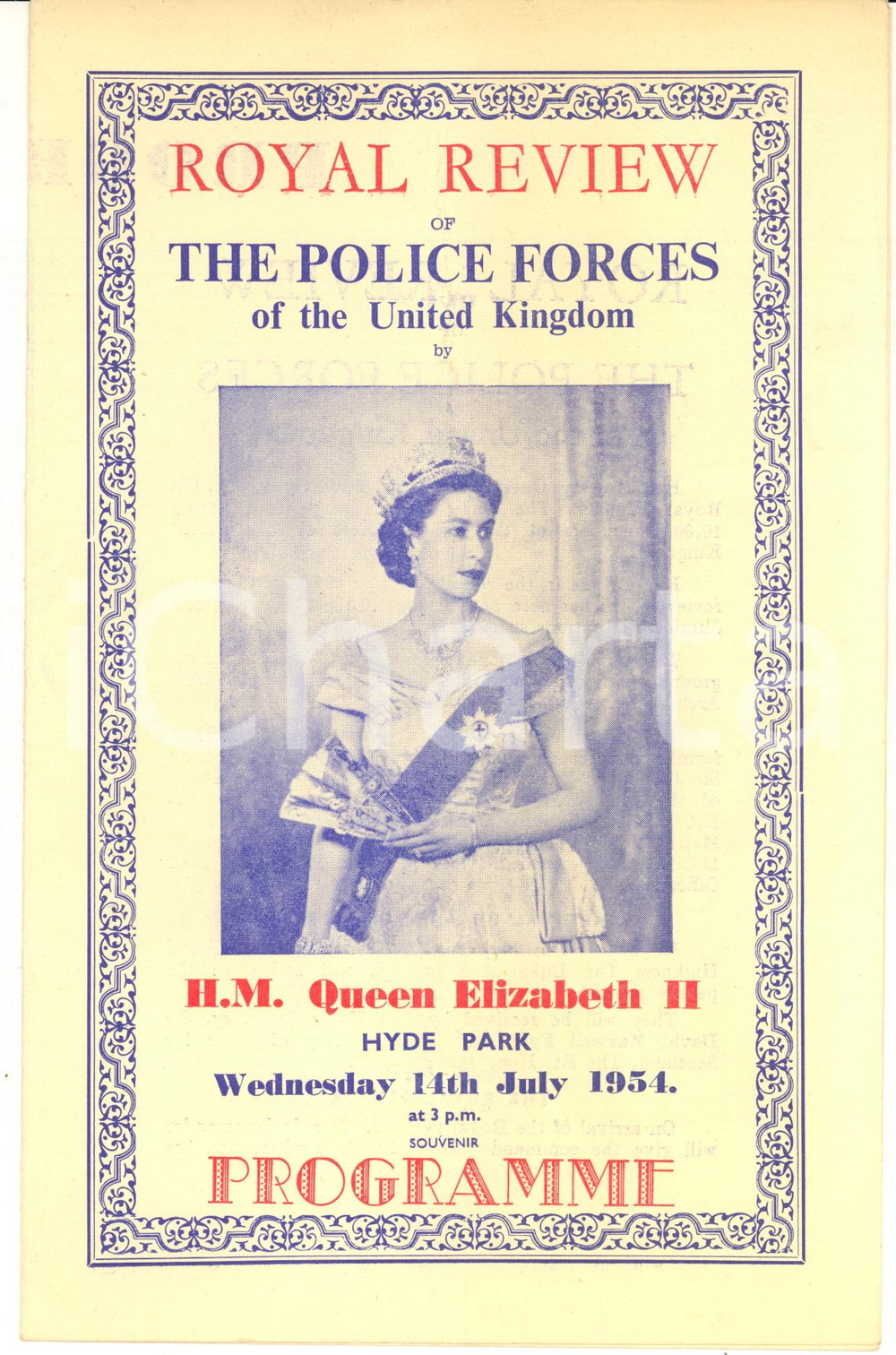 Libro, pubblicazione d epoca 1954 LONDON Royal review of Police by Queen Elizabeth II  Souvenir Programme 1