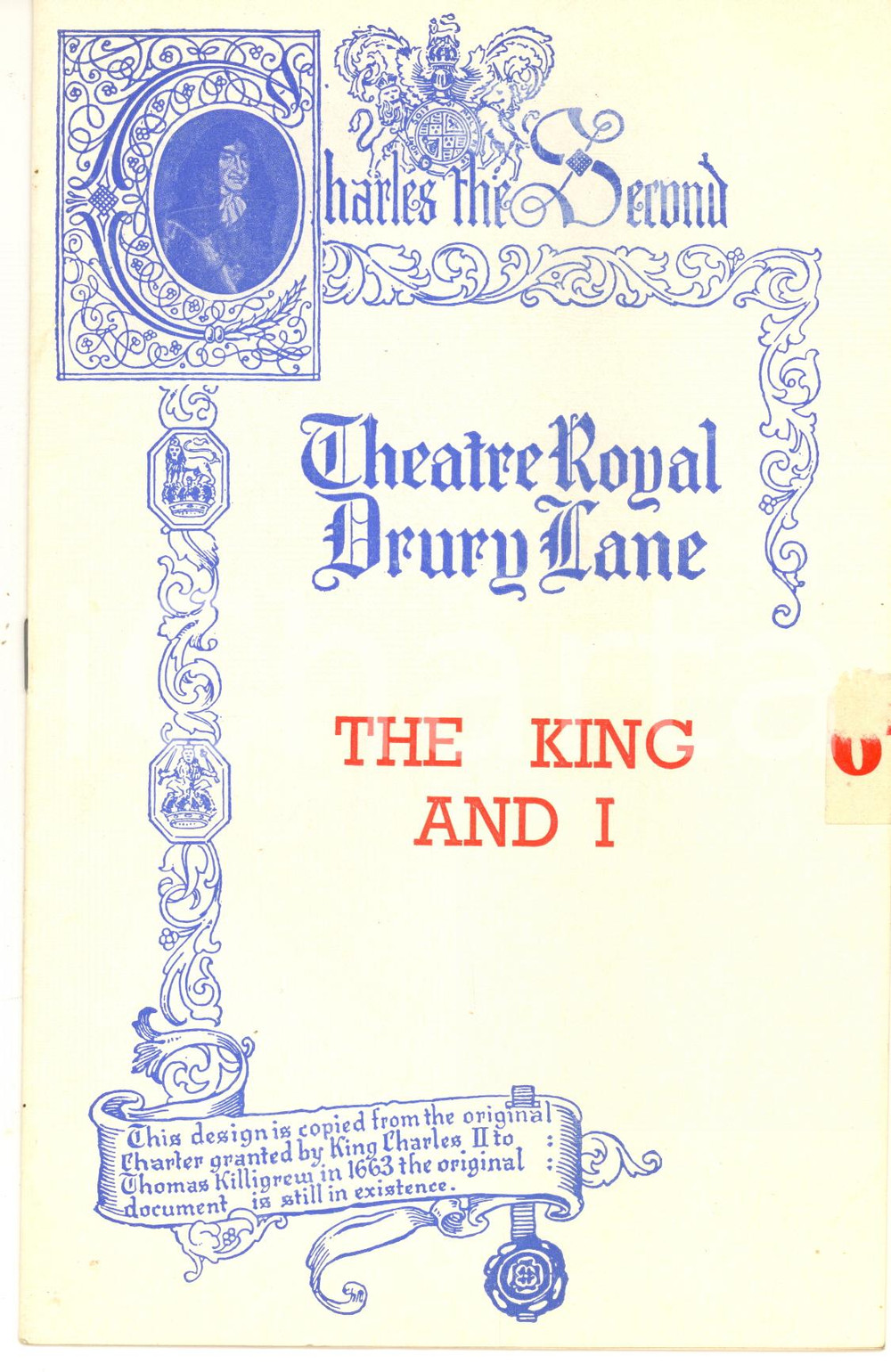 Materiale pubblicitario d’epoca 1953 LONDON Theatre Royal  Drury Lane  Musical Play The King and I Programme 1