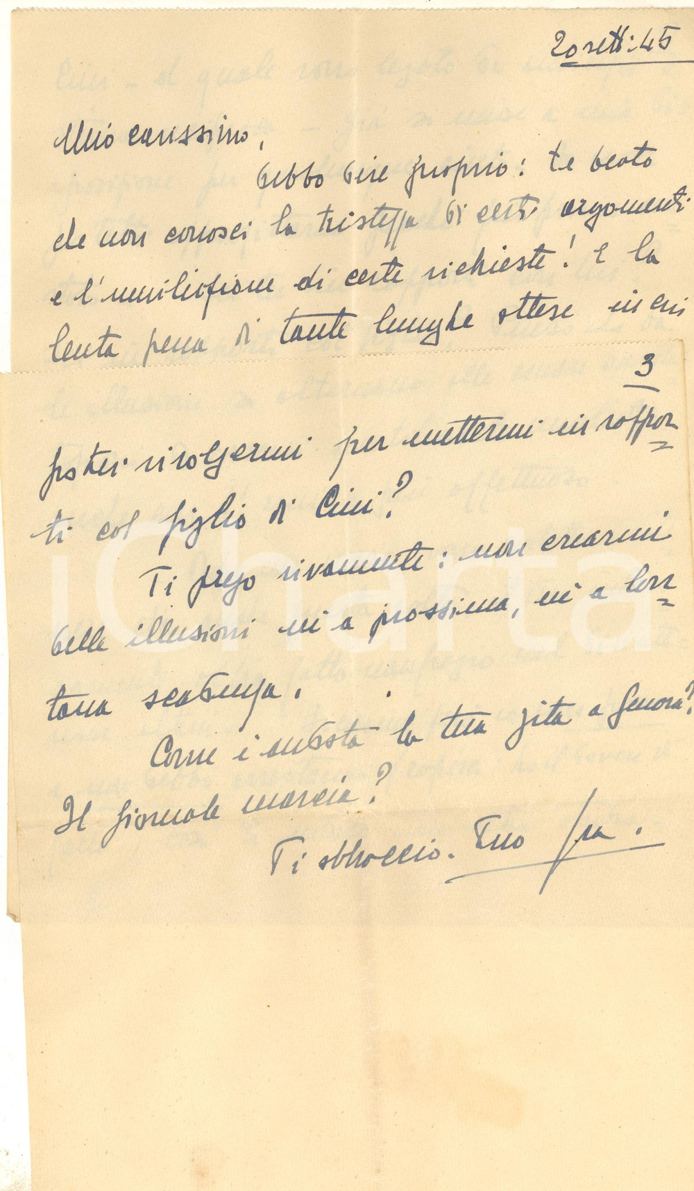 Autografo originale Settembre 1945 s.l. Lettera Carlo SCORZA per incontrare Giorgio Cini  Autografo 1