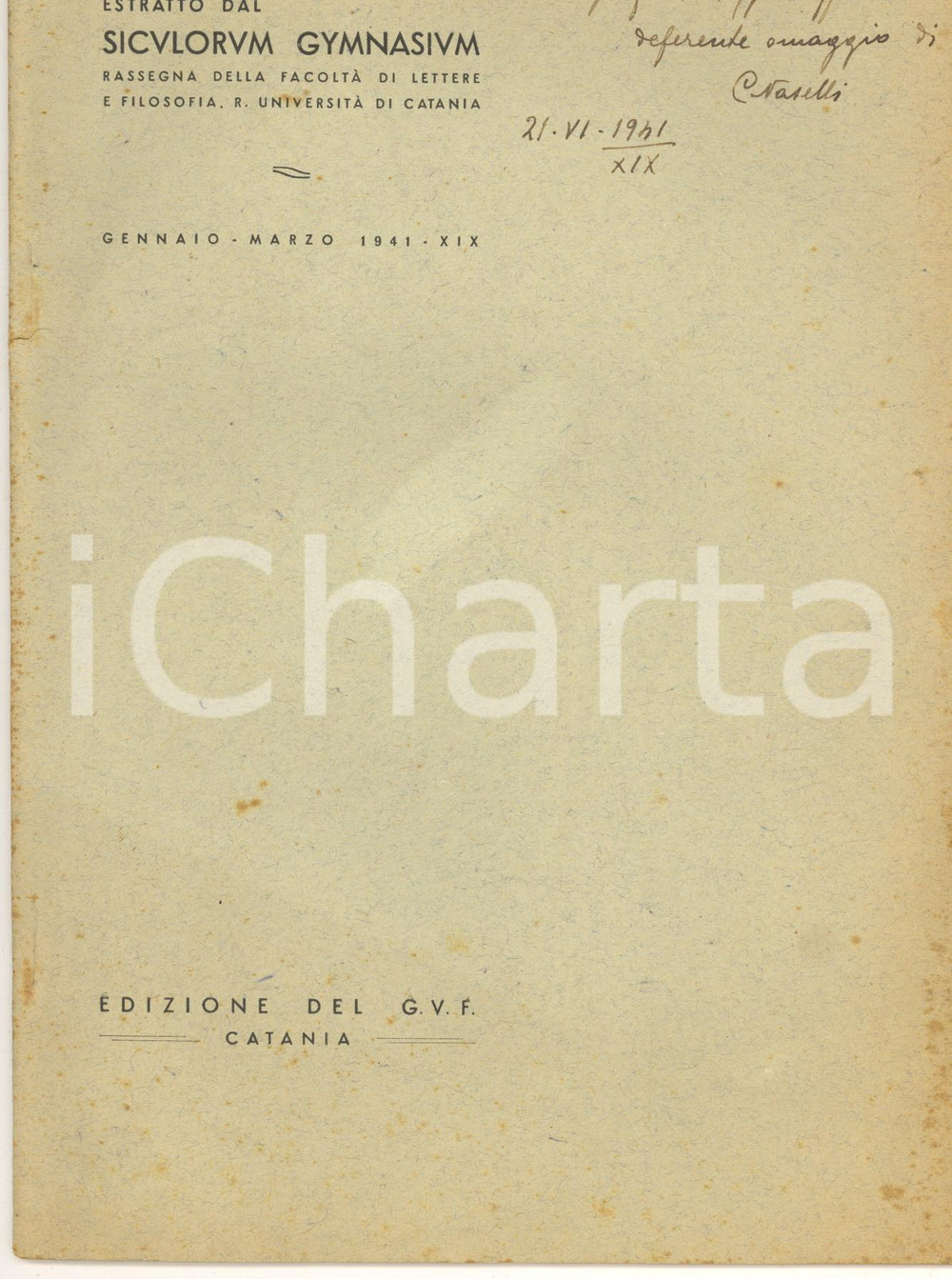 Libro, pubblicazione d epoca 1941 Carmelina NASELLI La poesia didattica del Settecento  Invio AUTOGRAFO 1