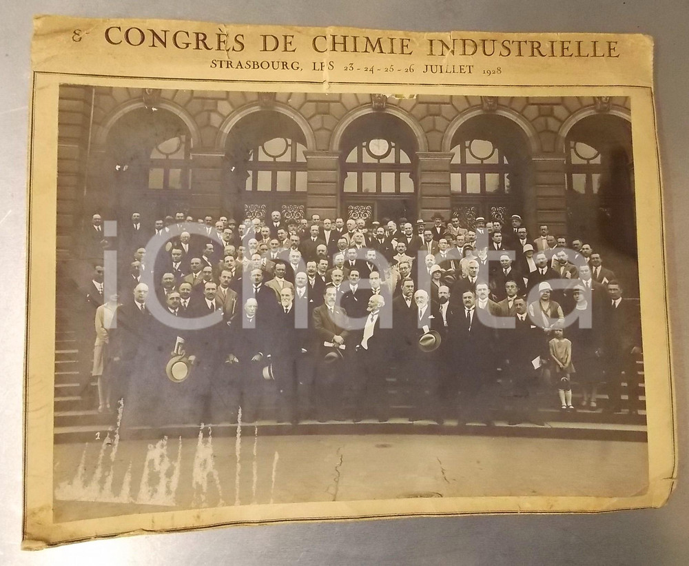 Fotografia d epoca originale 1928 STRASBOURG CongrÃ¨s de Chimie Industrielle  Photo participants 31x24 cm 1