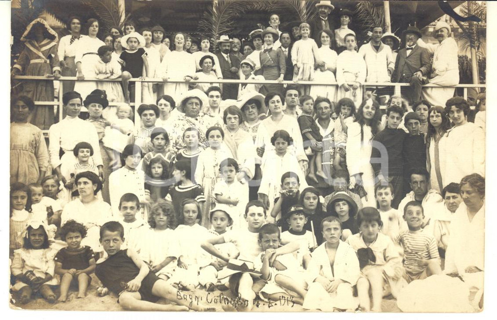 Fotografia d epoca originale 1913 LIGURIA Bagni Colombo  Bambini e villeggianti  Foto VINTAGE 14x9 cm 1