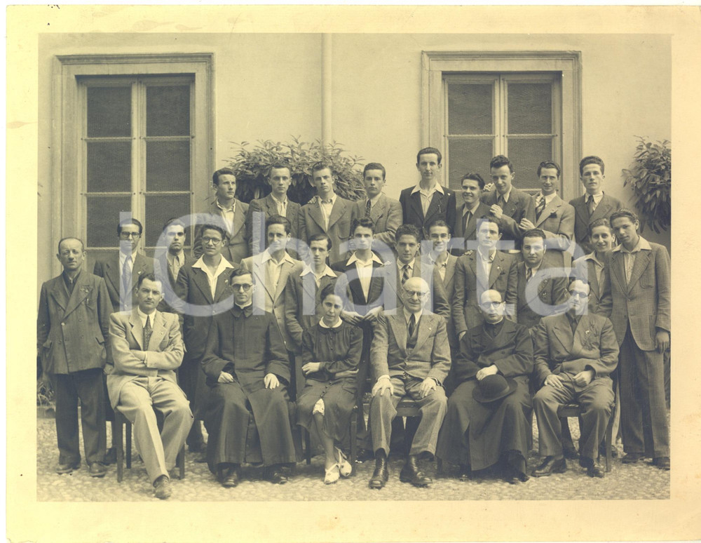 Fotografia d epoca originale 1942 BERGAMO Scuola superiore  Ritratto di classe con insegnanti  Foto 25x20 1
