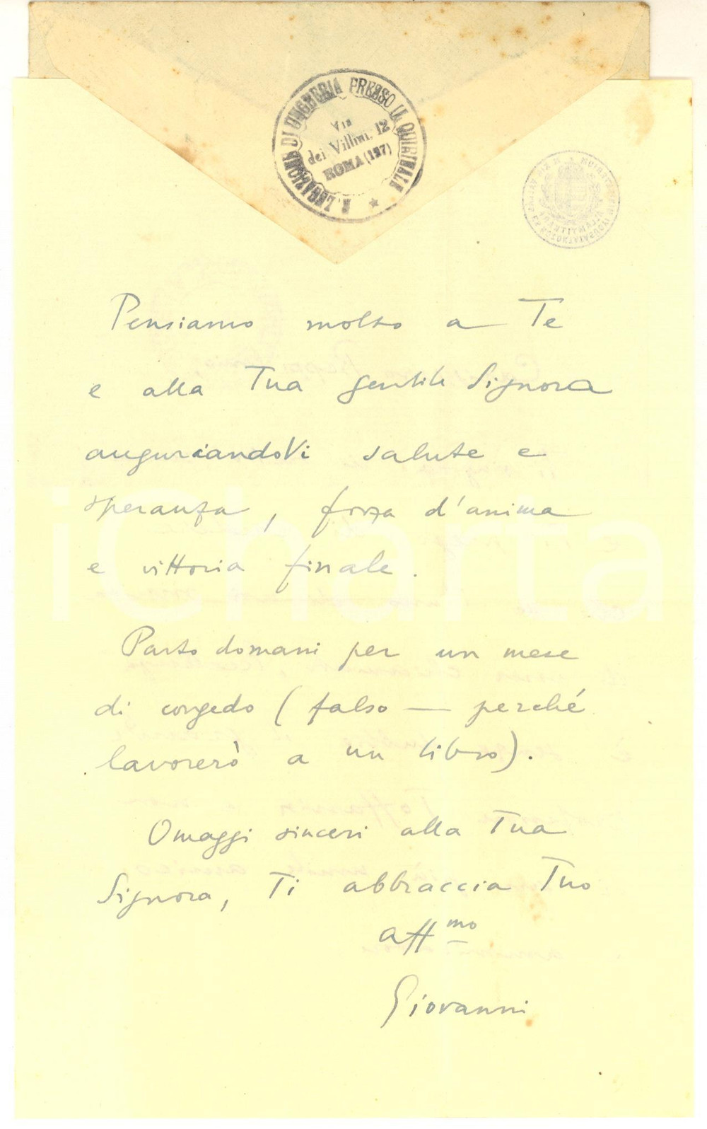1943 BUDAPEST Lettera di Giovanni HANKISS a un collega italiano - Autografo Lettera autografa di Jonas (Giovanni) Hankiss, filologo e docente dell'Universit&agrave; di Debrecen, su carta intestata "Miniszterium M. Kir. Vallas es Kozoktatasugyi allamtitkar".Busta viaggiata, con timbro della Regia Legazione di Ungheria presso il Quirinale. CONDIZIONI: FAIR (piegature d'epoca)PAGINE: 1 (2 facciate)    originale e autentica 1