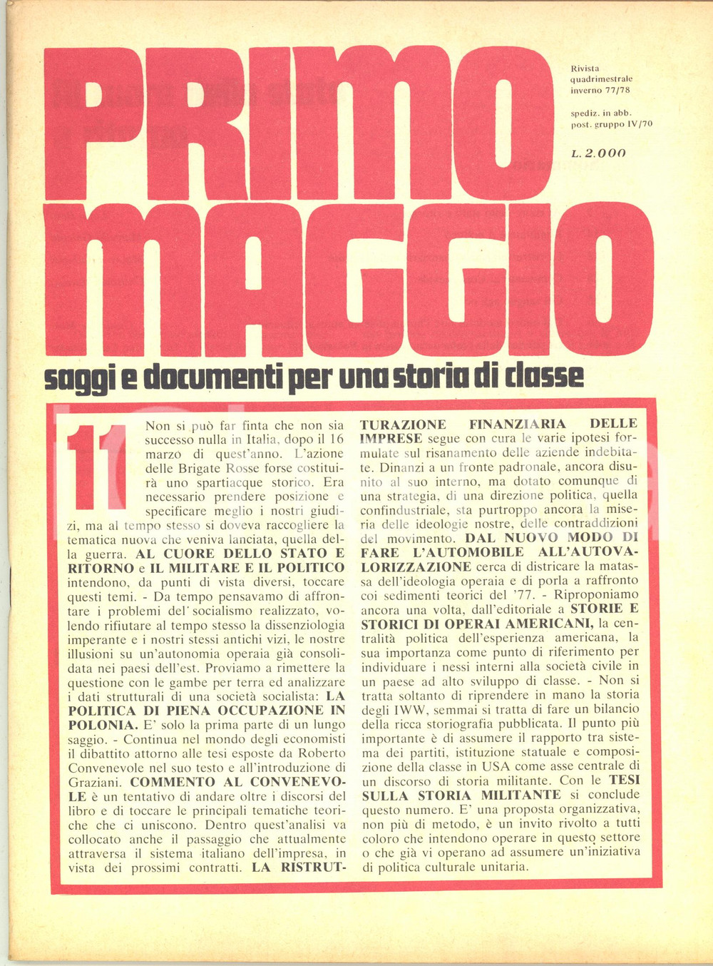 Giornale, rivista storica 197778 PRIMO MAGGIO Politica della piena occupazione in Polonia  Rivista 1