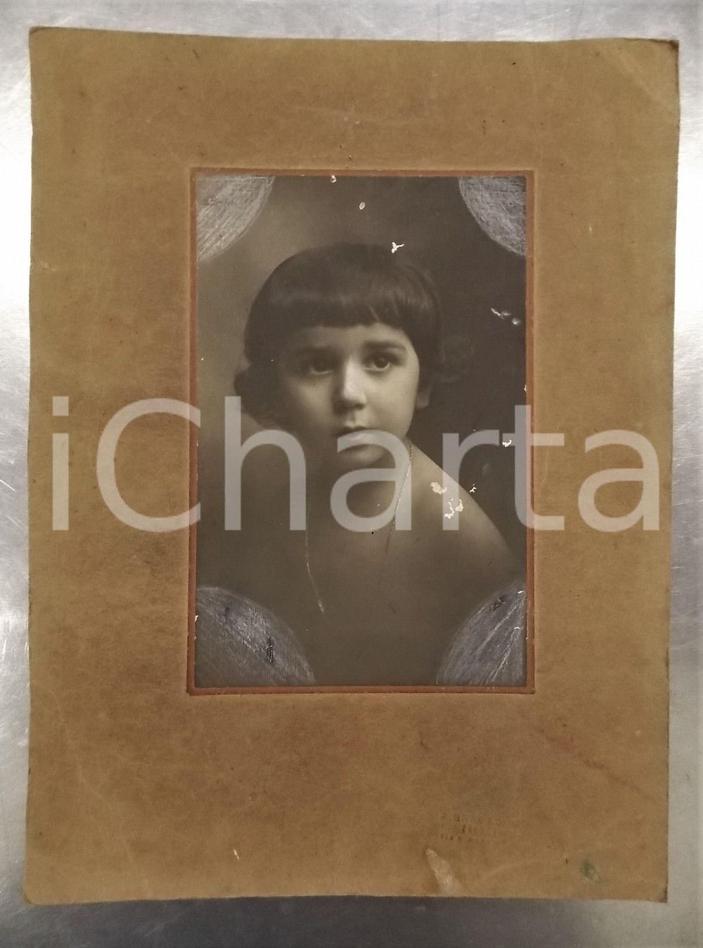 Fotografia d epoca originale 1930 ca BRESCIA Ritratto di Enrico D ERRICO bambino  Foto BRAGADINA 23x30 cm 1