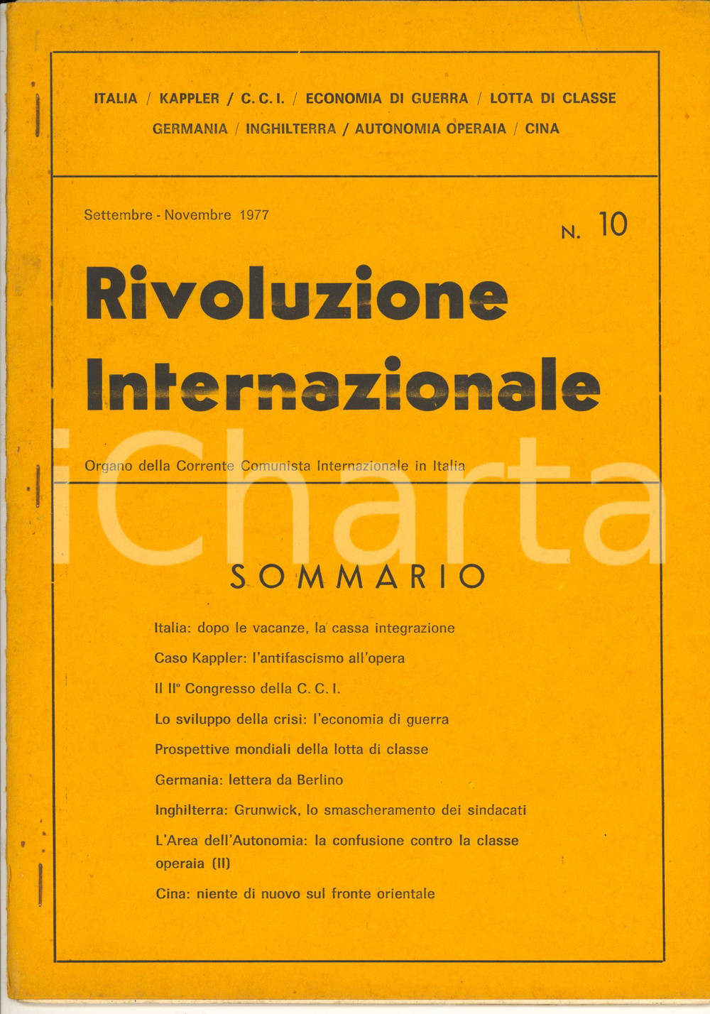 Giornale, rivista storica 1977 RIVOLUZIONE INTERNAZIONALE Caso Kappler: antifascismo  all opera  nÂ° 10 1