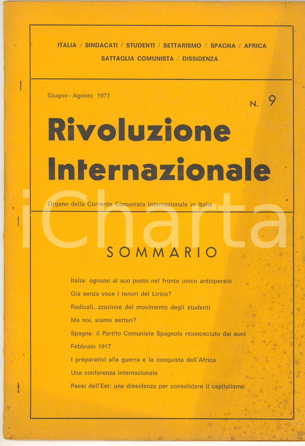 Giornale, rivista storica 1977 RIVOLUZIONE INTERNAZIONALE Senza voce i tenori del Lirico?  nÂ° 9 1