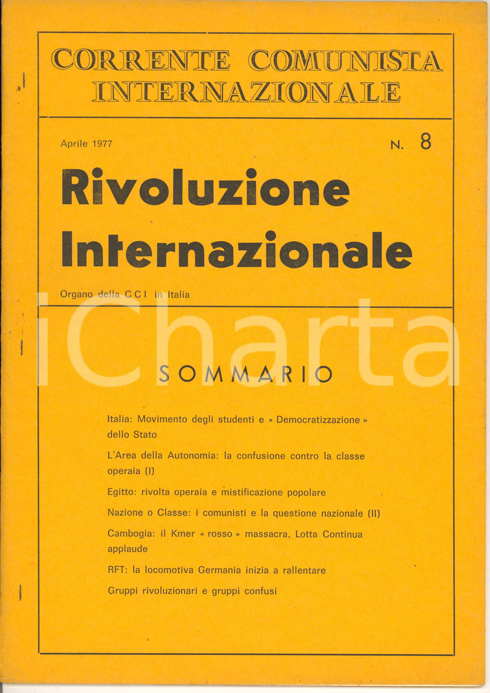 Giornale, rivista storica 1977 RIVOLUZIONE INTERNAZIONALE Cambogia: Kmer massacra, Lotta Continua applaude 1