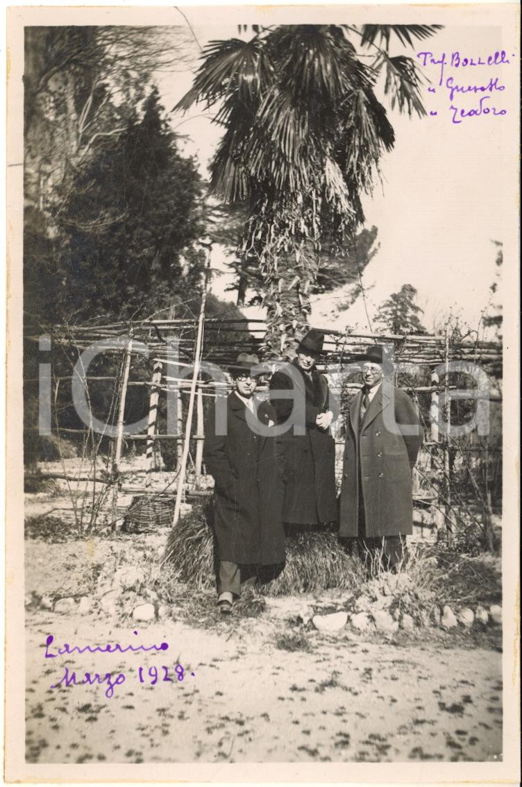 Fotografia d epoca originale 1928 Università di CAMERINO  Orto botanico  Ritratto di tre docenti 1  Foto 1