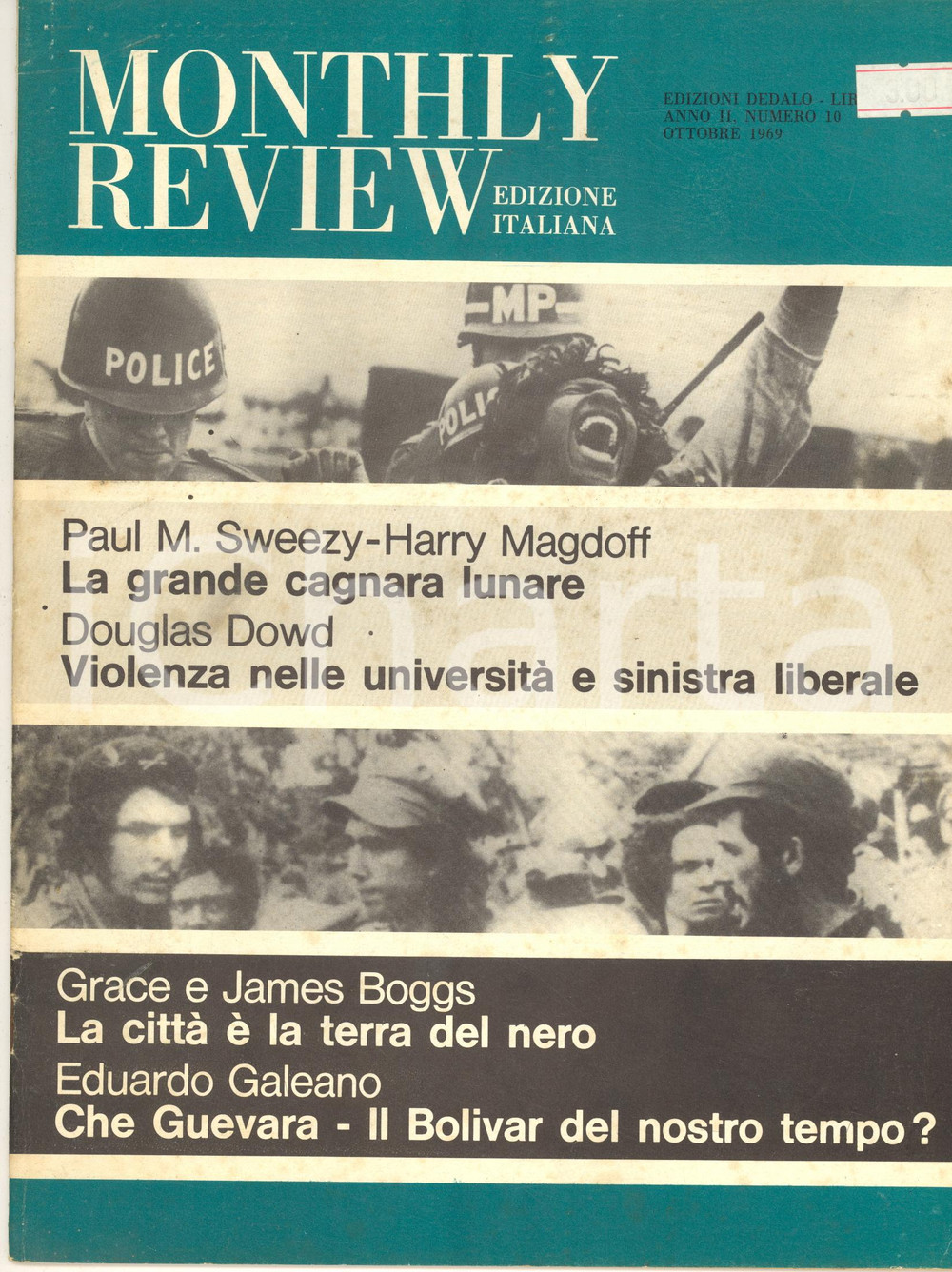 1969 MONTHLY REVIEW La grande cagnara lunare - Violenza nelle universitÃ  nÂ° 10 Rivista d'epoca, in edizione italiana.Anno II, n&deg; 10.CONDIZIONI: FAIR (buone condizioni interne, ma tracce d'uso, fioriture e adesivo in copertina)PAGINE: 22    originale e autentica 1