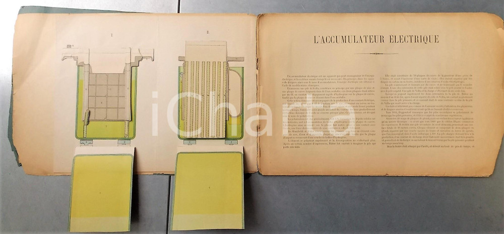 Libro, pubblicazione d epoca 1910 PARIS L  Accumulateur Electrique  ModÃ¨le dÃ©montable en carton DAMAGED 1