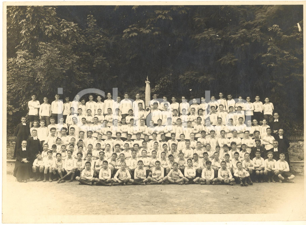 Fotografia d epoca originale 1930 ca GRUGLIASCO TO Scuola LA SALLE  Foto di gruppo con i docenti 24x18 cm 1