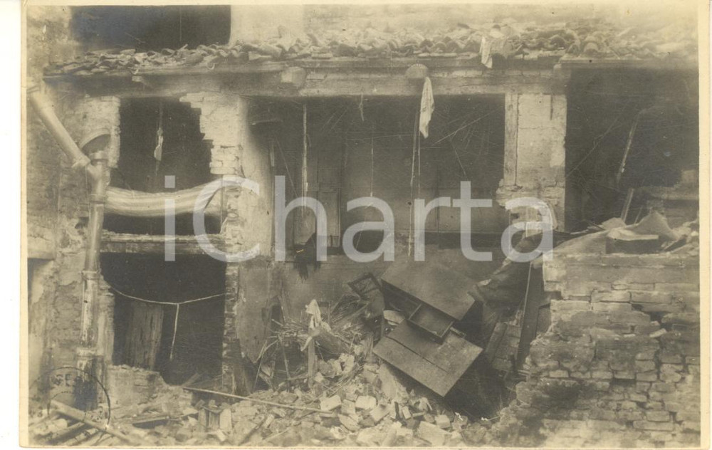 Fotografia d epoca originale 1918 WW1 PADOVA Bombardamenti austriaci  Palazzina semicrollata  Foto 13x9 1