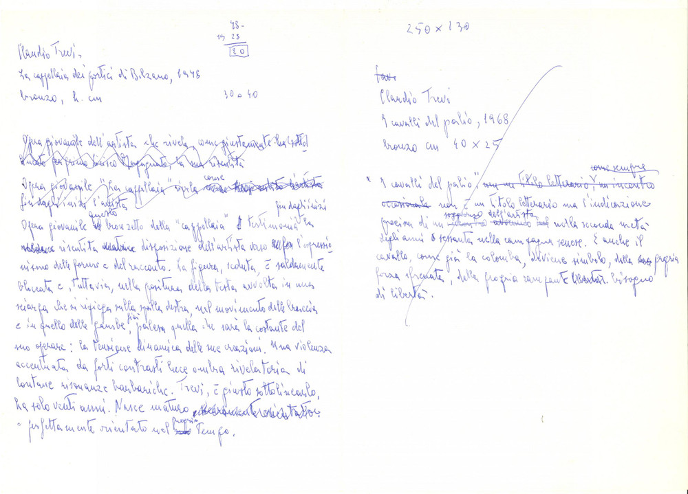 Autografo originale 1990 ca Lettera Renzo MODESTI su opera giovanile di Claudio Trevi  Autografo 1