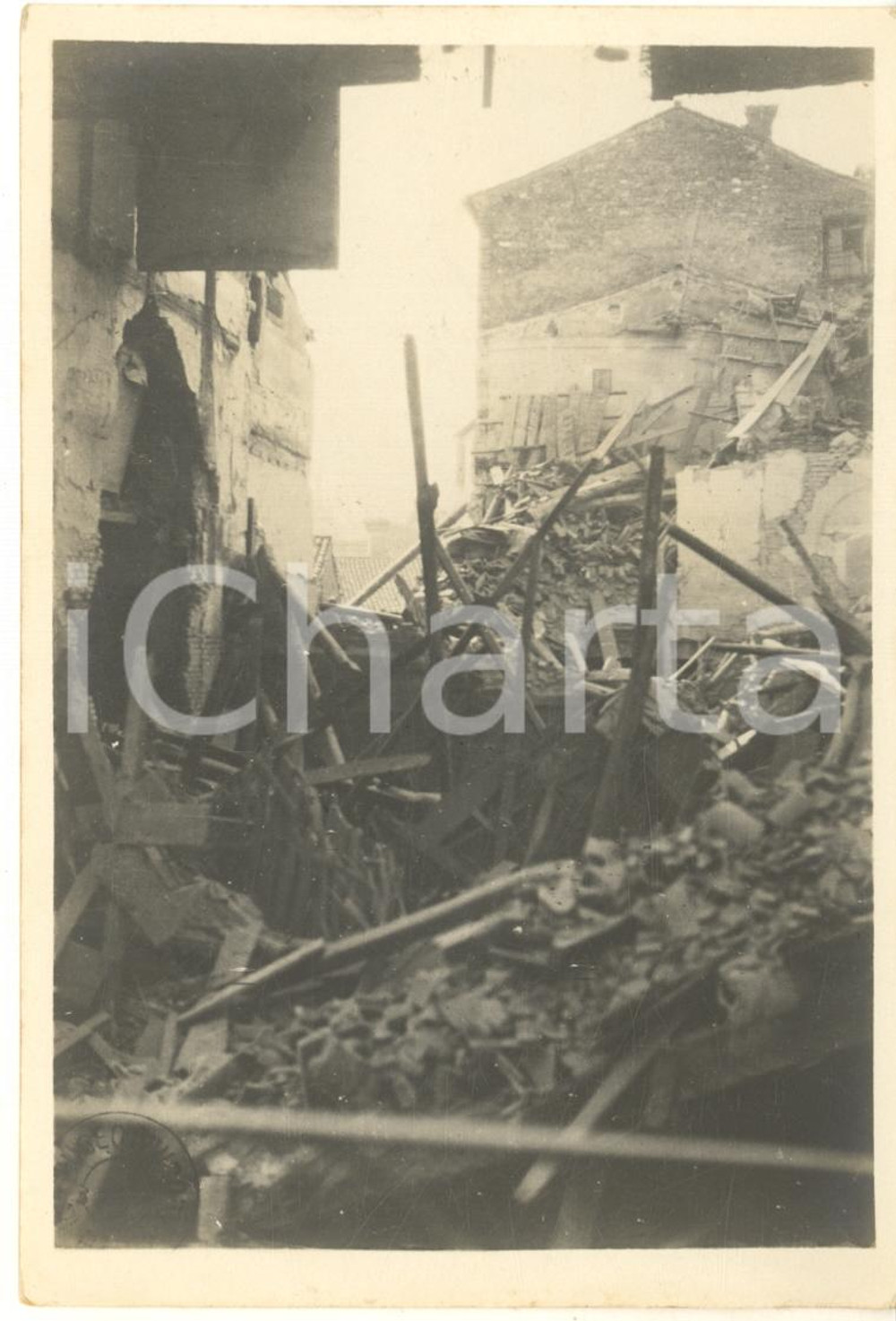 1918 WW1 PADOVA Bombardamenti - Casa colpita in via Garibaldi 25 - Foto 9x13